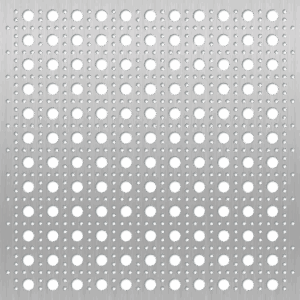 Chapa perforada de 1x2 metros – Diseño Esterilla, espesor 0.9 mm, 49% de área libre.